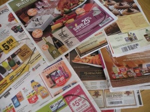 Clip coupons, and look for specials and shop with a list.