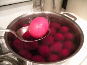 Red-dyed eggs