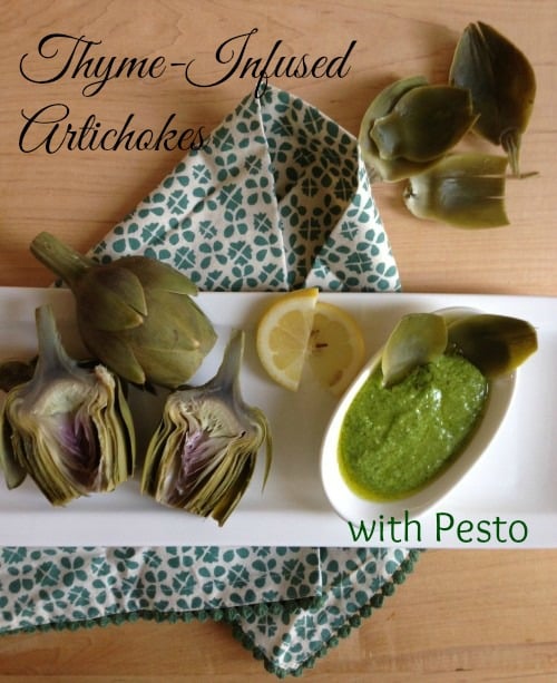 Post image for Thyme Infused Artichokes with Pesto