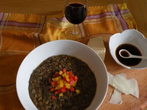 Greek Lentil soup with vegetables.