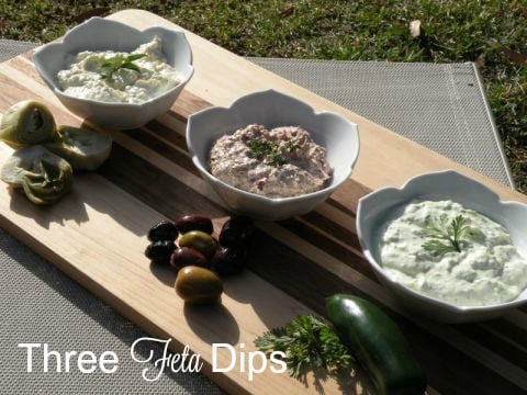 Post image for Three Feta Dips with Olives, Artichokes, and Jalapenos