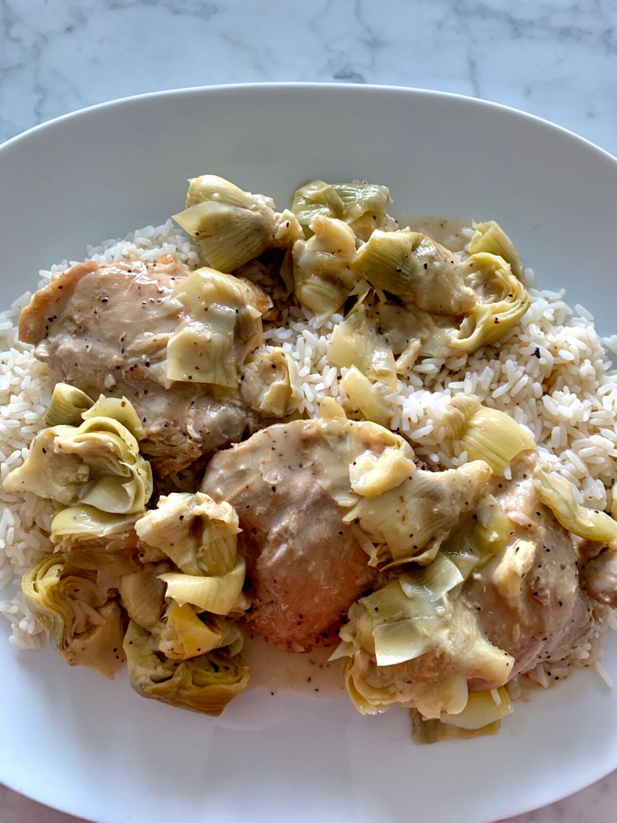 Post image for Greek Braised Chicken with Artichokes  ” Kotopoulo Lemonato”