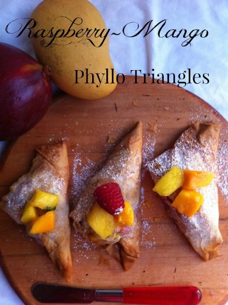 Post image for Raspberry- Mango Greek Phyllo Triangles “Tiropetes”