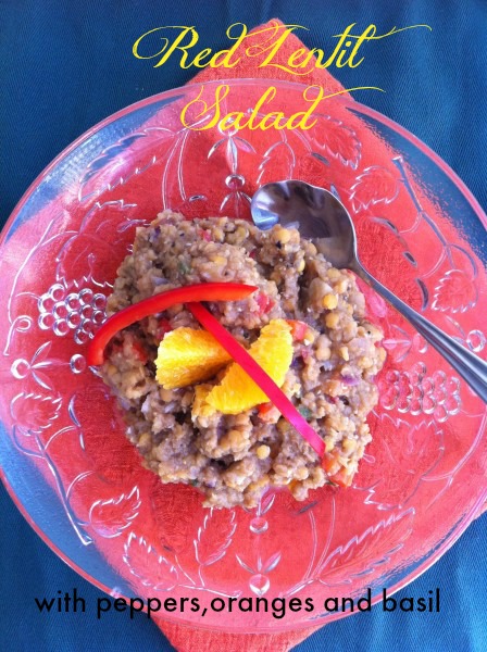 Post image for Red Lentil Salad with Red Peppers, Oranges and Basil