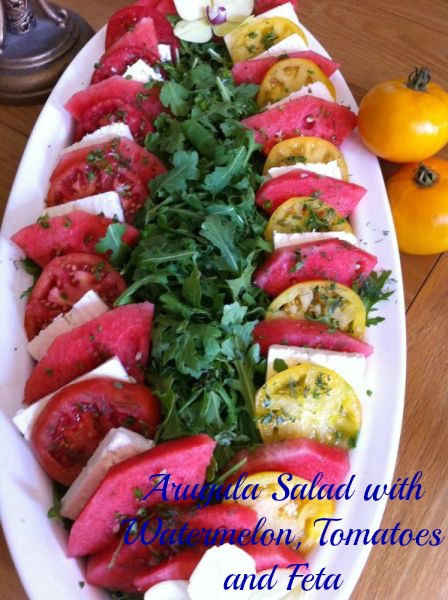 Post image for Arugula Salad with Tomatoes,Watermelon and Greek Feta