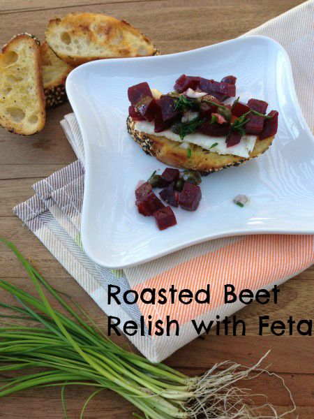 Post image for Roasted Beet Relish with Feta on Crostini