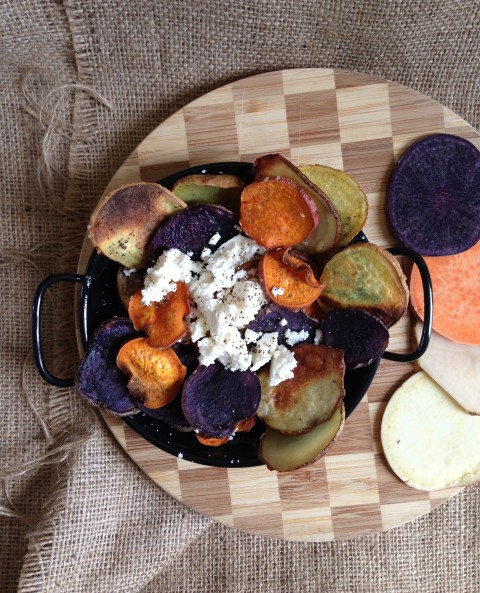 Feta fries with new postatoes.