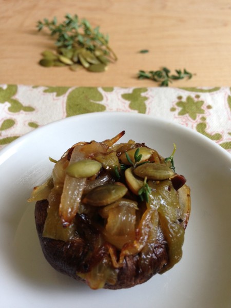 Mushrooms stuffed hatch chilies and pepitas.