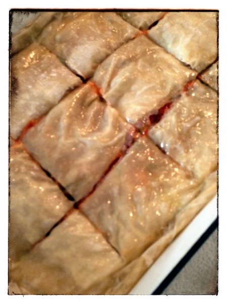 Eggplant Phyllo Pie ready for the oven.