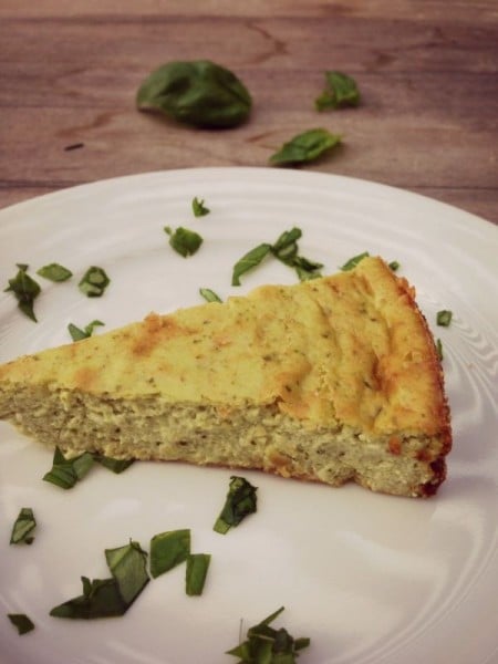 A slice of my Savory Basil Cheesecake.