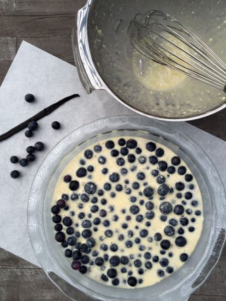 making blueberry clafouti