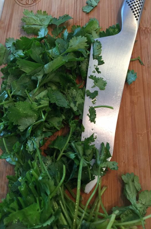 Guacamole with fresh parsley.