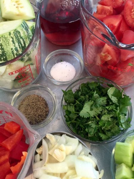 Cold Tomato soup mise en place