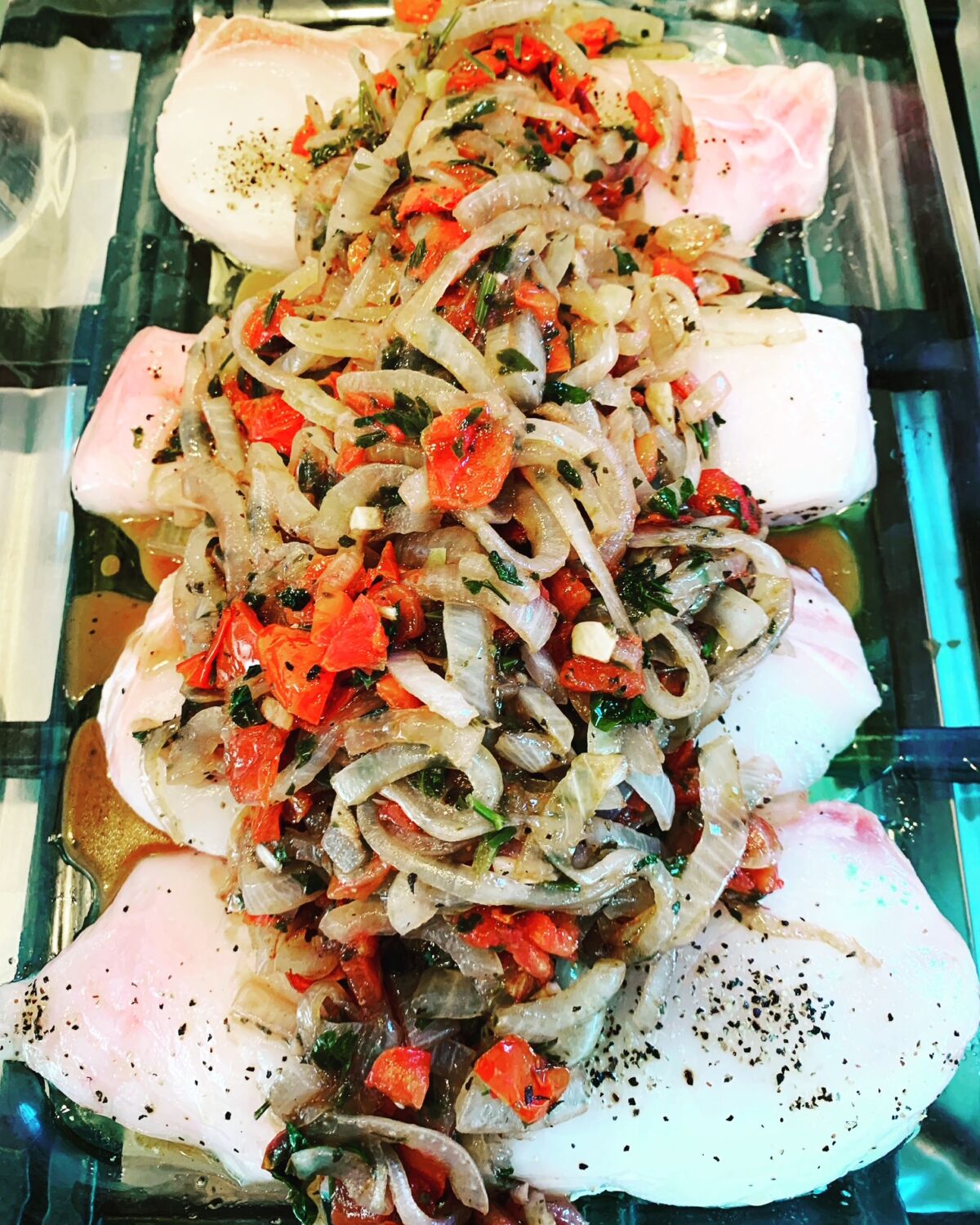 Post image for Baked Greek Fish with Tomatoes and Onions – “Plaki” – Technique Tuesday