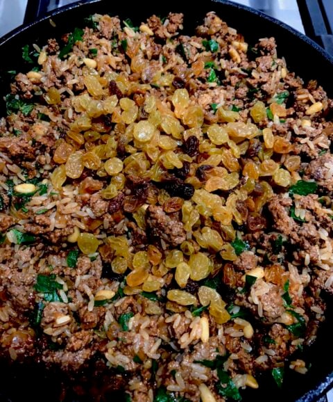 Meat filling with Rice for Greek Stuffed Peppers