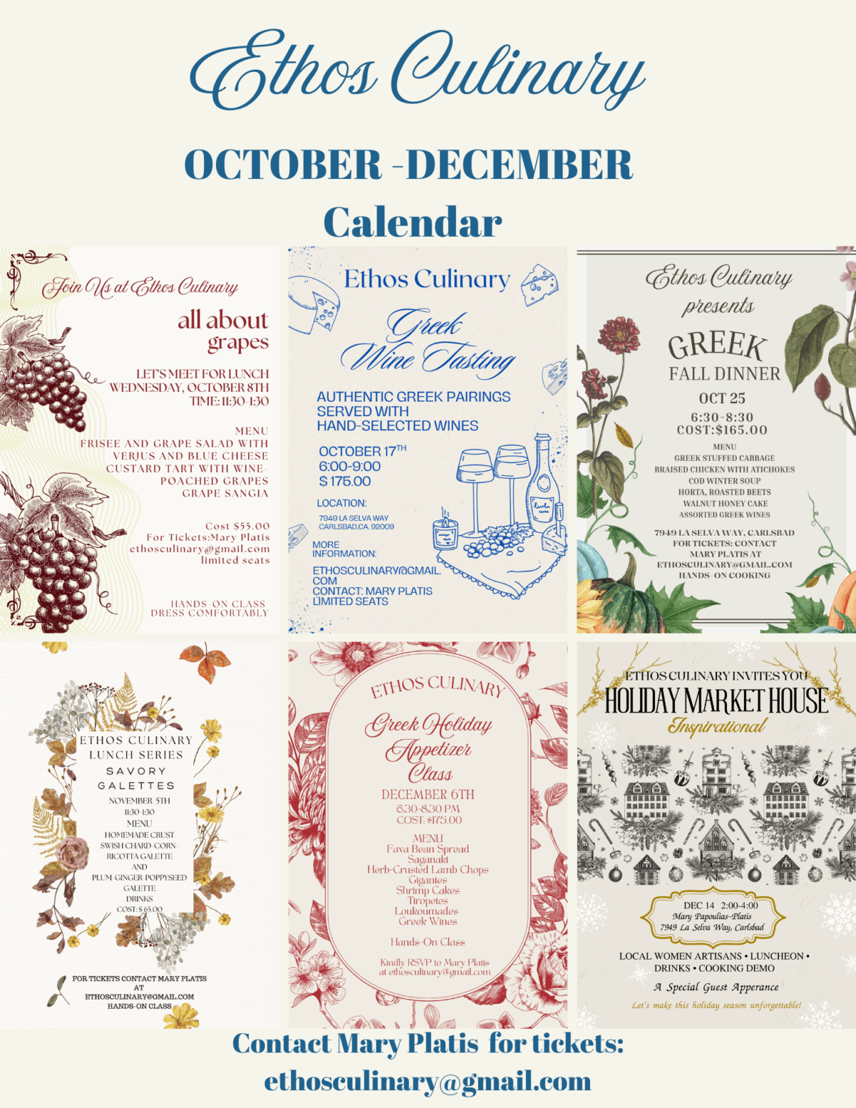 Post image for NEW Classes at Ethos Culinary for October-December 2025