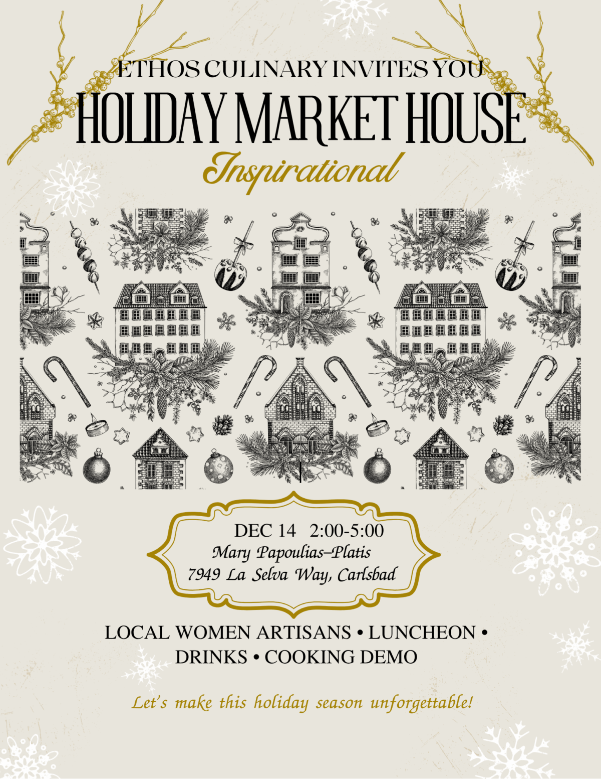 Post image for Ethos Culinary Holiday Market House in December 2025