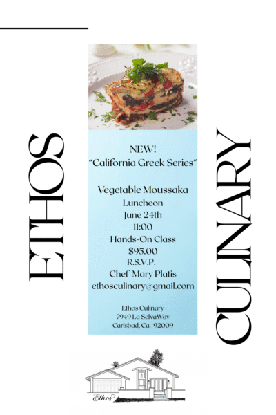 " California Greek" Series -Hands-On Vegetable Moussaka Classes at Ethos